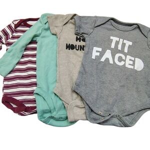 Emerson and Friends Gerber Honest Baby Boy Girl Bodysuits 3-6M 4 Piece Set